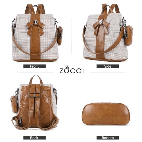 ZOCAI Backpack Purse for Women Fashion Backpack Purses PU Leather Daypacks Anti-Theft Shoulder Bag Satchel Purse - color: 2-brown