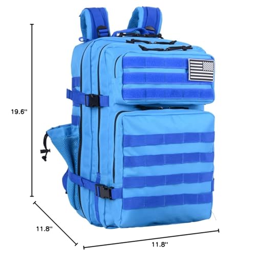 Military 45L Tactical Assault Backpack 3 day assault pack with Molle Waterproof backpack Rucksack for Tactical Backpacks - color: Skyblue