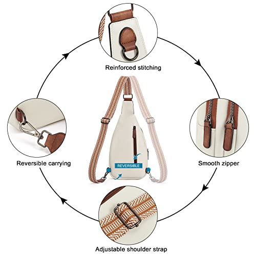 CLUCI Crossbody Bags for Women Men,Leather Sling Bag Cross Body Backpack for Woman Gifts for Women Birthday Unique - color: 0-0 Beige With Brown