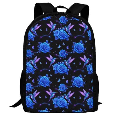 Sturdy Polyester Shoulder Pack Hummingbird Purple Rose, Anti Theft Spacious Camping Rucksack Casual Daily Bag for Men Women Fitness Outdoor Activity - color: Design (219)