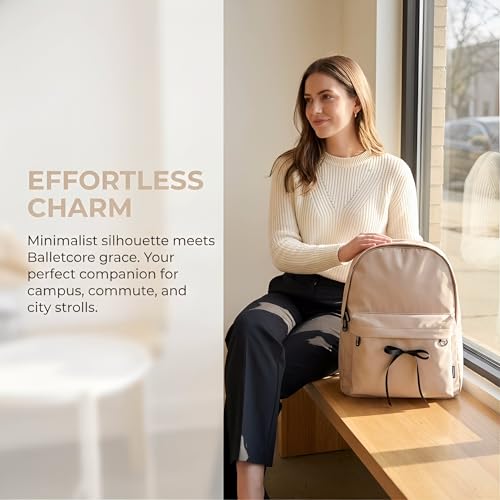 Cute Basics backpack for school,College Lighweight Coquette Laptop Bow Backpack For Women Teens,Durable Classic Design,Water Resistant Medium Size College School Bookbag (BOW) - style: Bow Design