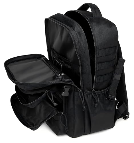 Wotony Military Tactical Backpack for Men Waterproof Daypack 3 Day Assault Pack Molle Bag with Water Bottle Holder - color: Black, size: 35L