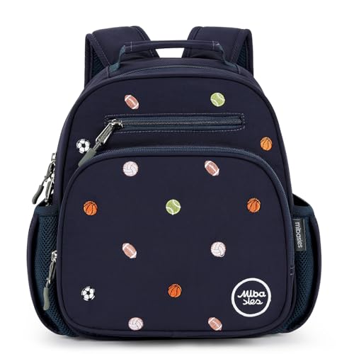 mibasies Toddler Backpacks for Boys 2-4: Quilted Backpack for Preschool Prek Daycare - Cute 12 Inches Bookbag for Little Kids Ball Blue - color: Ball Blue, style: Toddler-12"h(not Fit Folder)
