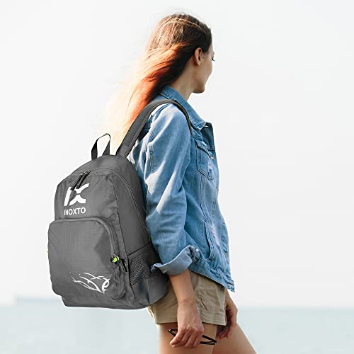 INOXTO 20L Lightweight Hiking Backpack Small Foldable Hiking Daypack for Outdoor Hiking Travel Camping (Grey) - color: Grey