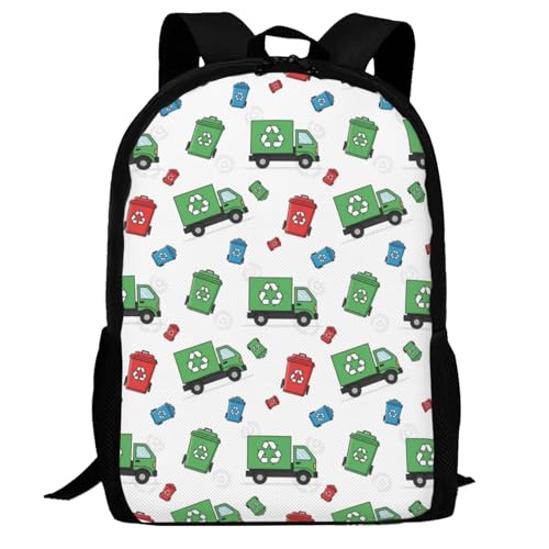 Classic Casual Daypack Garbage Truck Trash, Large Capacity Anti Theft Polyester Travel Bag Unisex Shoulder Pack for Leisure Travel Camping Hiking - color: Design (402)