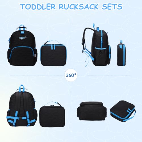 Chase Chic Toddler Backpack for Boys, Puffer Cute Lightweight Preschool Backpack with Lunch Box Set for Daycare Travel Kids Age 3-6,Black Shark - color: Black Shark
