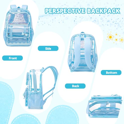 Clear Backpack for Girls,Transparent Backpack See Through Backpacks Stadium Event,Heavy Duty Clear Bookbag for School Blue - color: Healing Blue