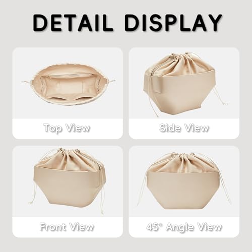 Premium Canvas Cyme Bag Organizer Insert, Purse Insert with Multiple Compartments and YKK Zipper, Upgraded Drawstring Canvas Purse Insert for Cyme Large Bag(Beige,L) - size: Canvas-L