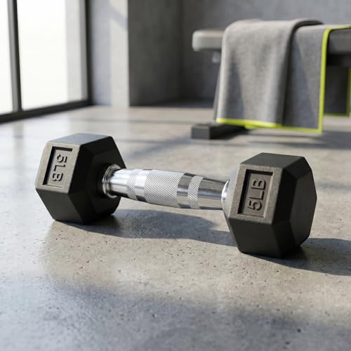 5-550 lb Rubber Hex Dumbbell Set, Heavy-Duty Free Weights for Home Gym Strength Training, Muscle Building & Full Body Workouts, No Rack Included - size: 5 lb & 10 lb, Pair