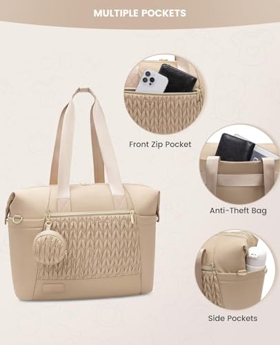 LOVEVOOK Diaper Bag Tote, Baby Diaper Bag Waterproof Travel Diaper Tote with Changing Pad - color: Khaki