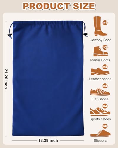 4 Pcs Shoe Bags for Travel, Large Boot Bag, Palace Blue, 21.2x13.3 Inch - color: Palace Blue, size: 21.2"x13.3"