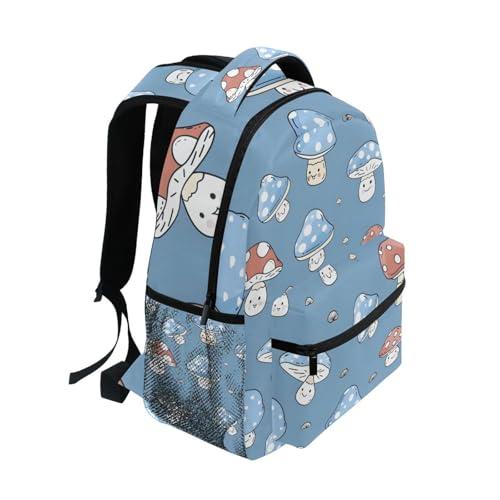 ALAZA Mushrooms Blue Backpack for Girls Boys Elementary School Bag - color: Blue, size: 15 L
