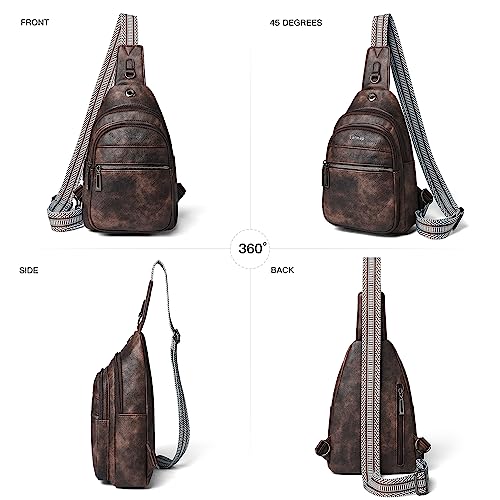 LATMAP 7L Sling Bag For Women Faux Leather Anti Theft Small Casual Daypack Backpack Fanny Pack Crossbody Chest Bags Purse Waterproof Coffee Color - color: Coffee
