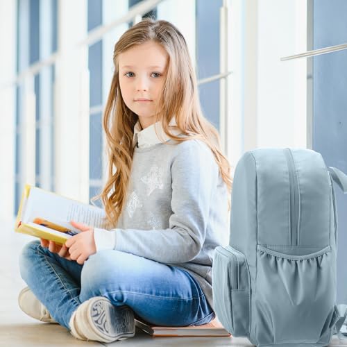 1 Piece Nylon Backpack Kids School Backpack for Toddler Girls Boys Plain Waterproof Preppy Bookbags Travel for Student (Haze Blue) - color: Haze Blue