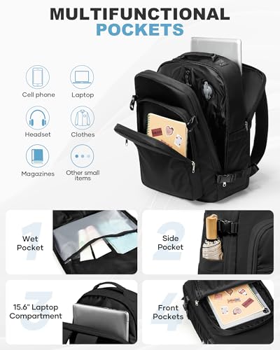 coofay Vacuum Backpack Travel with Pump Vacpack Backpack with Vacuum Seal Backpacks Traveling Backpacks Vacuum Compression Air Travel Bag Carry on Luggage - color: A-black