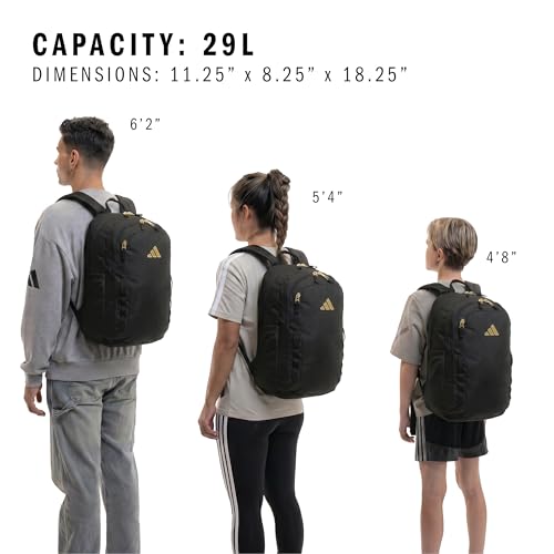 adidas Amplifier Backpack for Laptop, School and Gym, 28L, Black/Gold Metallic/Regular, OSFA - color: Black/Gold Metallic/Regular