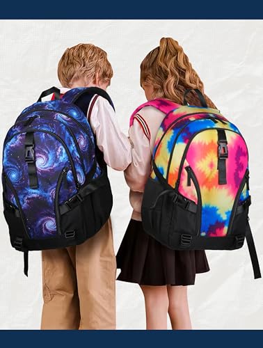 BLUEFAIRY High School Backpack for Girls Boys Middle School Bookbag for Kids Back to School Bag for College with Large Compartment Casual Daypack Mochilas para Niñas Adolescentes 18" Black Rose - color: Black / Rose