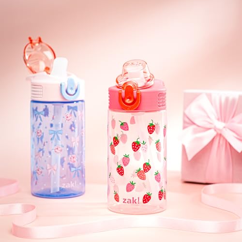 Zak Designs Berry and Bows Sage 16oz Leak-Proof Straw Kids Water Bottle - color: Berry and Bows 1pk