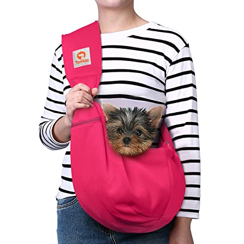 Tomkas Small Dog Sling Carrier - Classic Pocket & Classic Strap - for 3-10 lbs Pets(Rosered) - color: Rose Red