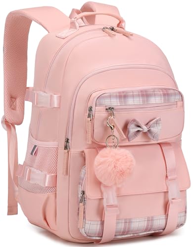 Hey Yoo Cute School Backpack for Girls Backpack for School Bag Bookbag Teen Girl Backpacks for Girls Teens (Pink) - color: Pink