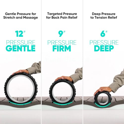 FitBeast Back Roller, Back Wheel Foam Roller - Targeted Muscle Roller for Deep Tissue Massage, Back Stretcher - color: Black, size: 6''+9''+12''