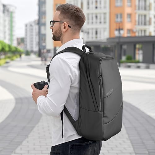 CZUR Business Travel Backpack for Men, Black Water Resistant Laptop Backpack, High Capacity Work Backpack Fits 17.3 Inch Laptop