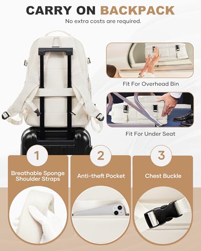 coofay Vacuum Backpack Travel with Pump Vacpack Backpack with Vacuum Seal Backpacks Traveling Backpacks Vacuum Compression Air Travel Bag Carry on Luggage - color: E-beige