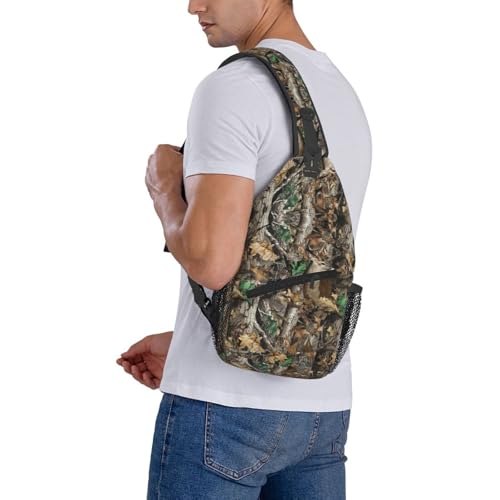 Camouflage Leaves And Deer Outdoor Crossbody Shoulder Bag For Unisex Young Adult Hiking Bicycling - color: Yellow2