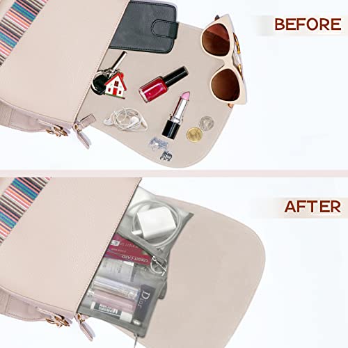 EASYFUN Small Zipper Pouch,6 Pieces Mini Mesh Pouch Coin Purse Portable Cosmetic Case Mesh Storage Bags with Key Kit Small Item Organizer,5 x 4 Inch - color: Grey