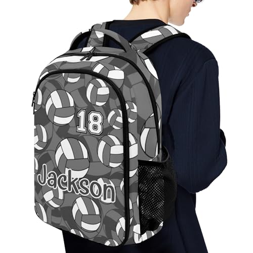 Grey Volleyball Pattern Backpack Laptop Bag Bookbags Personalized Travel Daypack Bag for Man Woman Gifts - color: Grey Volleyball Pattern