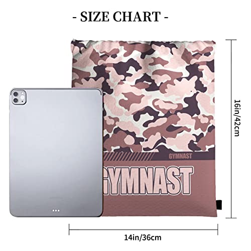 Drawstring Backpack Waterproof Gym Drawstring Bags Sports String Bag Camo Sackpack-Dusty Rose Gymnastics Drawstring Bag - color: Gymnastics Drawstring Bags-camo Dusty Rose