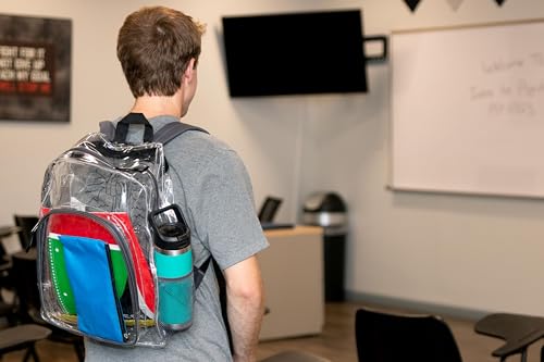 Heavy Duty Clear See Through Backpack | Transparent Clear Backpack Bags Stadium Approved for Women, Men, School, Travel - color: Grey