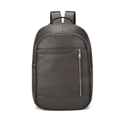 LUUFAN Genuine Leather Backpack for Men, Casual Shoulder Bag Multi Pockets Daypack 15.6 Inch Laptop Bag for Travel Business Outdoor, Brown - color: 8016-brown