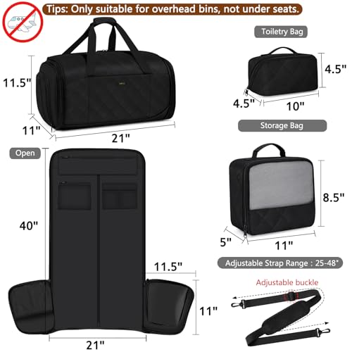 Convertible Garment Bags for Travel - Carry on Garment Duffle Bag with Backpack Straps for Men Women, 4 in 1 Large Travel Duffel Bags with Shoes Compartment Hanging Suit Dress Weekender Bag 3pcs Set - color: D2-Black