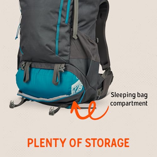 Kelty Asher Backpack, Daypack to Multi-Day Backpacking Capacity, Hiking, Lightweight Travel Pack, Internal Frame (55L Beluga) - color: Beluga/Stormy Blue, size: 55L