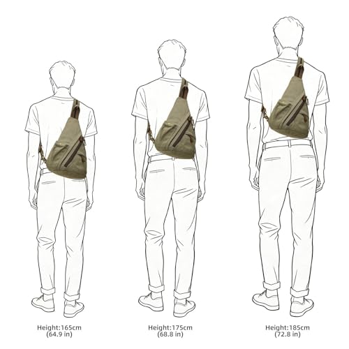KouLi Buir Canvas Sling Bag - Small Crossbody Backpack Shoulder Casual Daypack Rucksack for Men Women - color: Olive Green