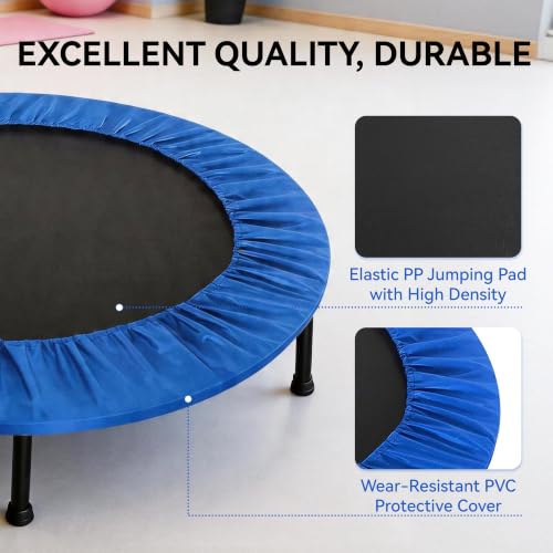 Fitvids 40" Trampoline – Fitness Rebounder with Adjustable Foam Handle - color: Blue-1pcs