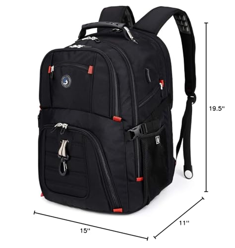 SHRRADOO Extra Large 50L Travel Laptop Backpack with combination lock, College Backpack Airline Approved Business Work Bag Fit 17 Inch Laptops for Men Women,Black - color: Black