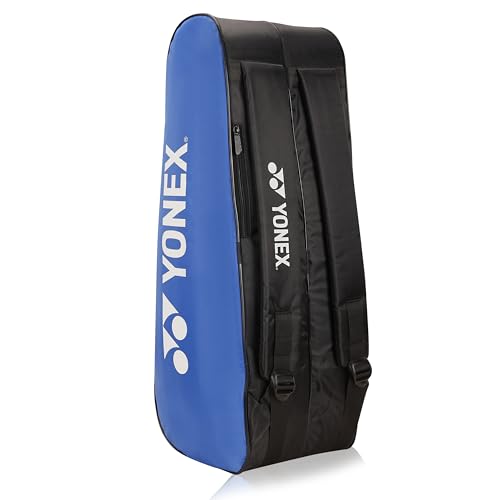Yonex Stylish Badminton Kit-Bag |Double Zipper Compartment for Storage of 6 Rackets and Clothes|Side Pocket |Back Straps |Accessories Compartment |Made in India - color: ROYAL BLUE BLACK