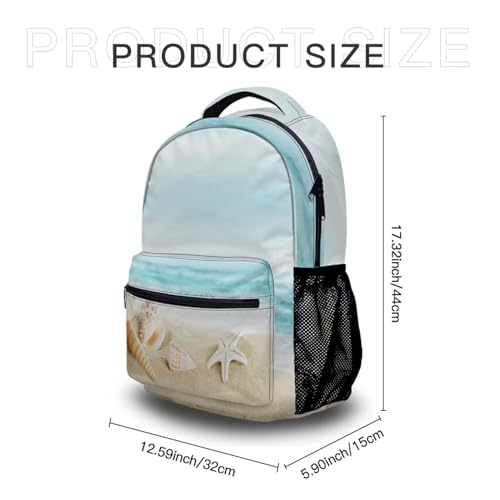 Miaoquhe Sea Shell Backpack Animal Printed Laptop Backpack for Girls Boys Kids Beach Sea Star School Bookbags College Shoulder Bag Computer Daypack for Women Men Travel Work - color: Beach
