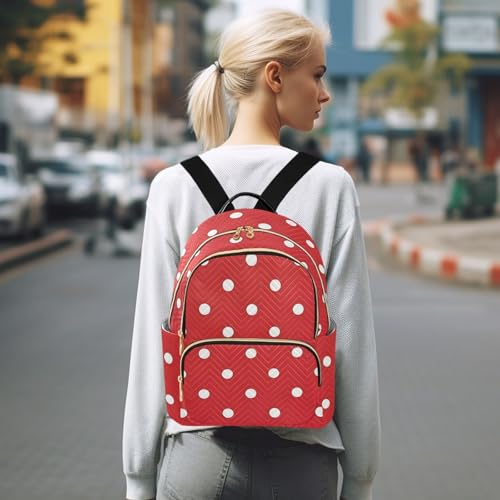 susiyo Red White Polka Dot Print Backpack for Women Red White 10L Bag Classic Ladies Backpacks Travel Casual Daypack - color: Red White, size: Small