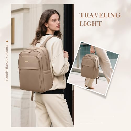 Travel Backpack for Women Personal Carry On Bag Business Weekender Hiking Multilayer Laptop Bag,16 Inch,Champagne Brown - color: Upgrade-champagne Brown, size: 16 Inch