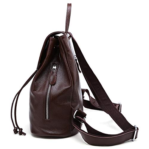 BOYATU Women’s Full-Grain Leather Backpack Purse, Minimal Structured Design, Work Commuter & City Travel, Compact Everyday Essentials, Fashion RFID Pocket Bag (Coffee Brown) - color: Coffee Brown