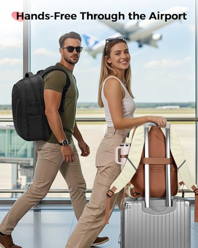 MATEIN HER Teacher Backpack, Computer Backpack for Women Fits 17.3'' Laptop | Water Bottle Holder, Water Resistant, Anti Theft, with Lunch Compartment, Office Travel Commute, Laptop Bookbag for College - color: Beige