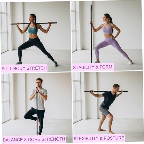 Sturdy Steel Yoga Stick Stretching Stick with Non-Slip Ends & Foam Handles for Mobility Flexibility Balance Exercise Pole for Fitness Posture Correction