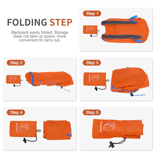 20L Small Hiking Backpack Lightweight Packable Daypack Orange - color: Orange