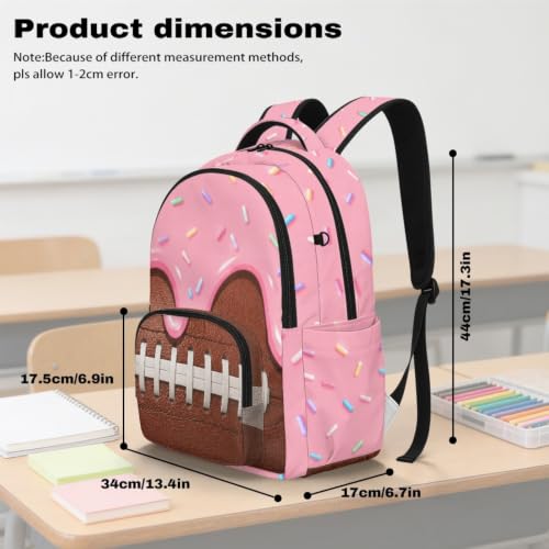 Suobstales Football Ice Cream Drip Print Kids School Backpack with Adjustable Padded Straps Casual Daypack Rucksack Girls Boys, Lightweight 17 Inch Schoolbag Knapsack Bookbag for Outdoors Travel - color: Football Ice Cream Drip 1