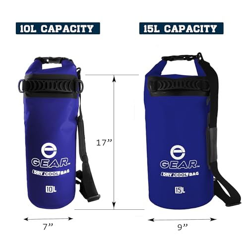 Enthusiast Gear Insulated Dry Bag Floating Cooler – 10L / 15L / 25L Roll Top, Leak Proof, Waterproof, Collapsible, with Padded Shoulder Strap - Perfect for Kayaking Fishing Beach - color: Dark Blue, size: 15 Liter