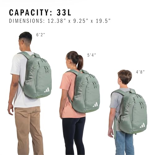 adidas Defender 5 Backpack for Sports, Gym, School and Travel, 33L, Silver Green/White, OSFA - color: Silver Green/White