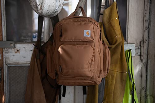 Carhartt 35L Triple-Compartment Backpack, Durable Pack with Laptop Sleeve and Duravax Abrasion Resistant Base, Carhartt Brown - color: Carhartt Brown